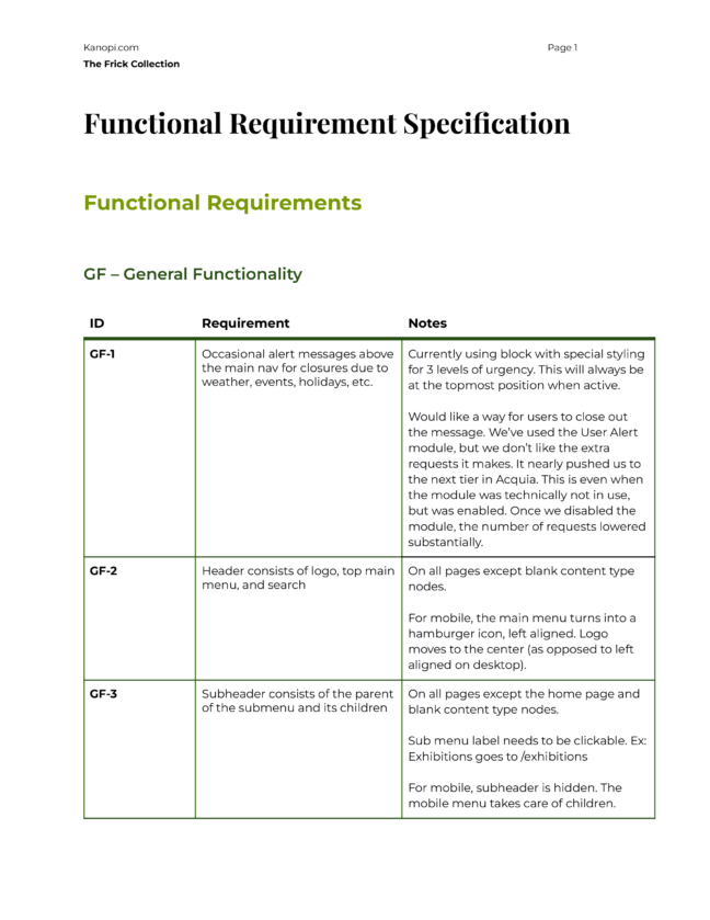 Frick Collection functional doc
