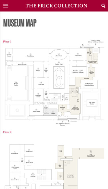 Mobile view of Frick Collection's museum map