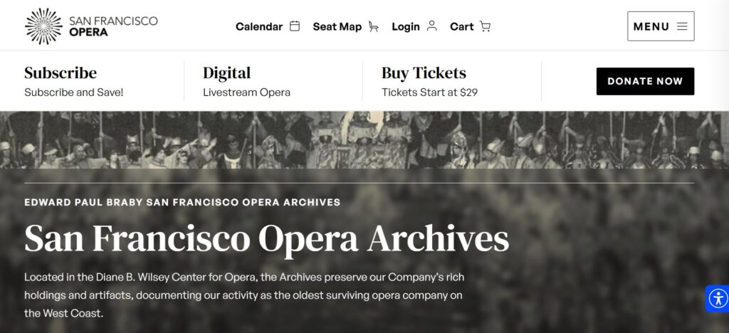 The San Francisco Opera archives web page