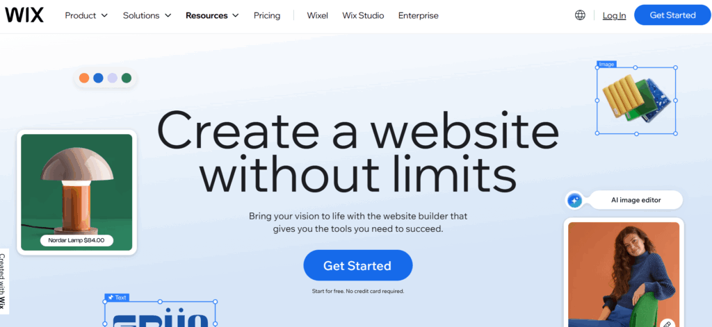Wix homepage