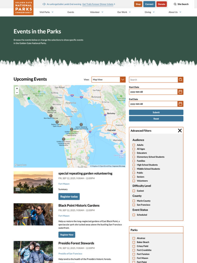Parks Conservancy events
