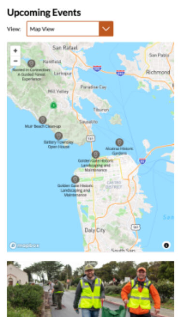 Parks Conservancy mobile view of a map