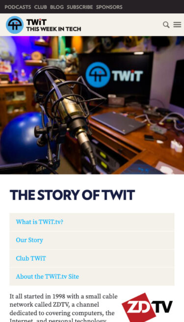 Mobile view on Twit.tv for the story behind twit