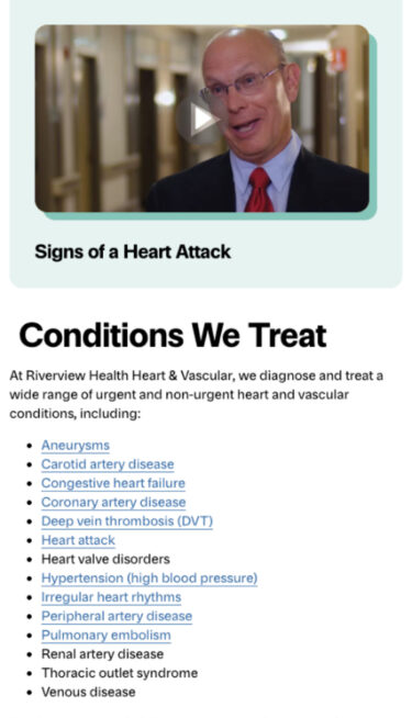 Riverview mobile view of conditions treated