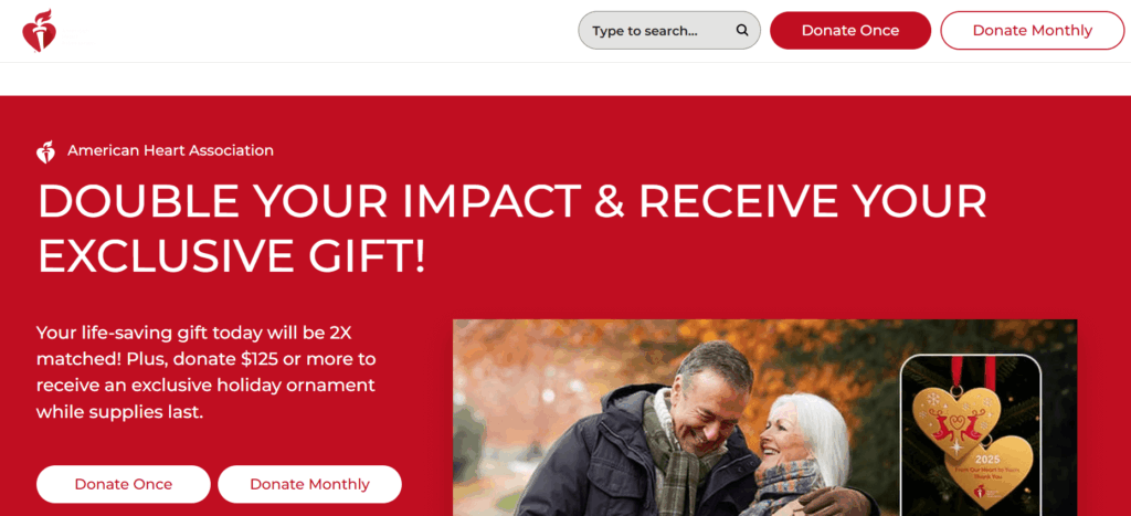 The American Heart Association website homepage