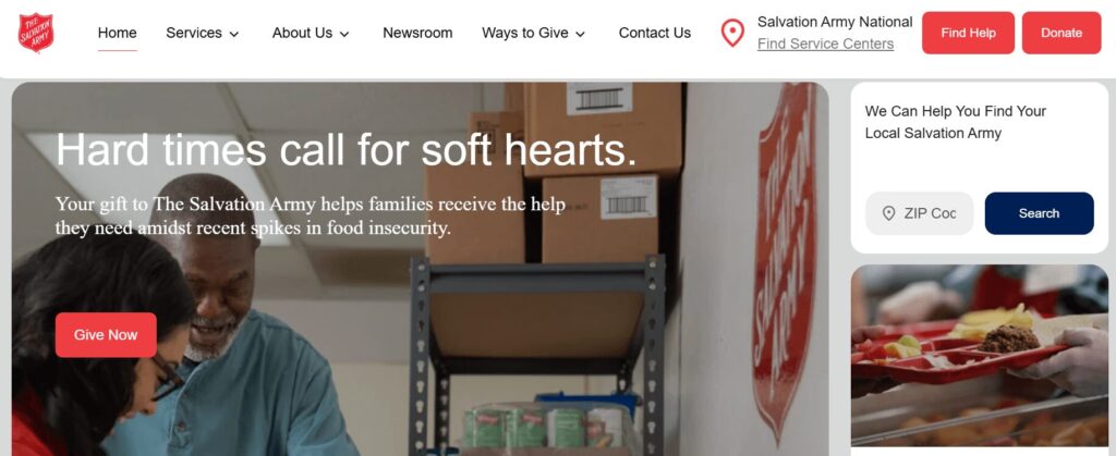 The Salvation Army website homepage