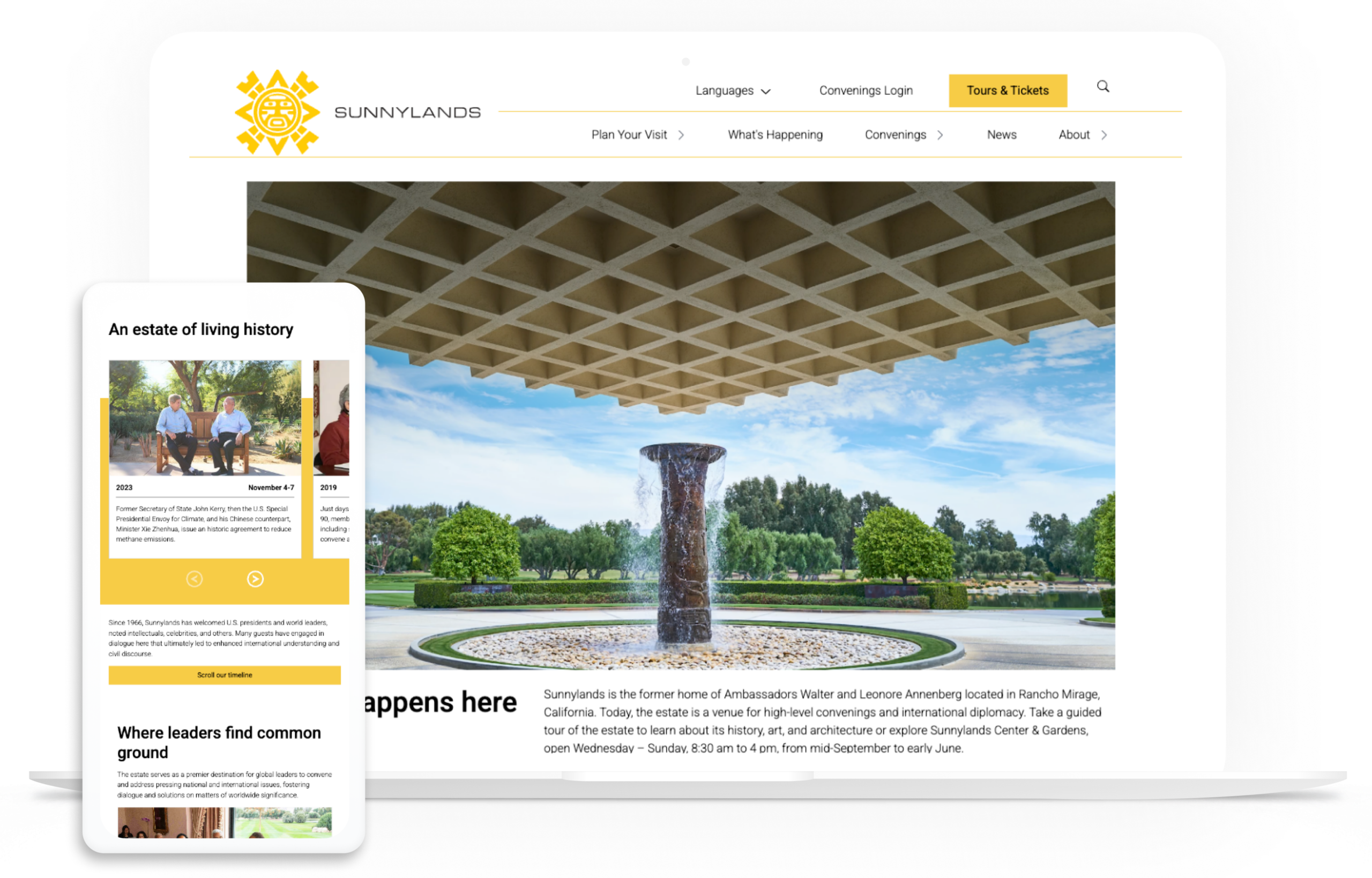 Sunnylands website on multipple devices