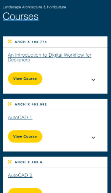 UCLA Extension mobile version of a page demonstrating class options