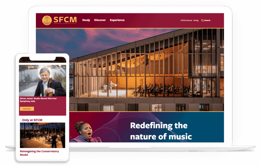 The homepage of the SFCM website