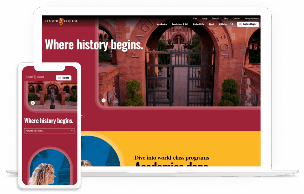 The Flagler homepage on a mobile device and a desktop screen