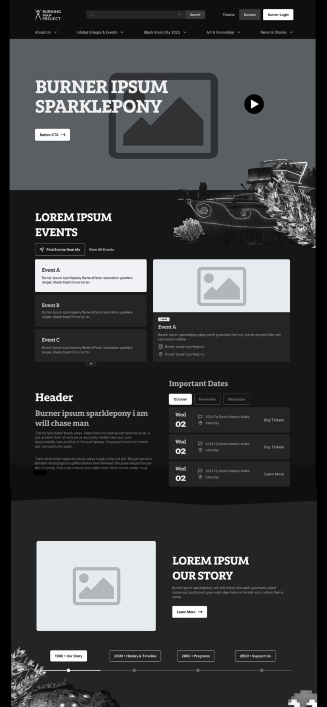 Burning Man wireframes