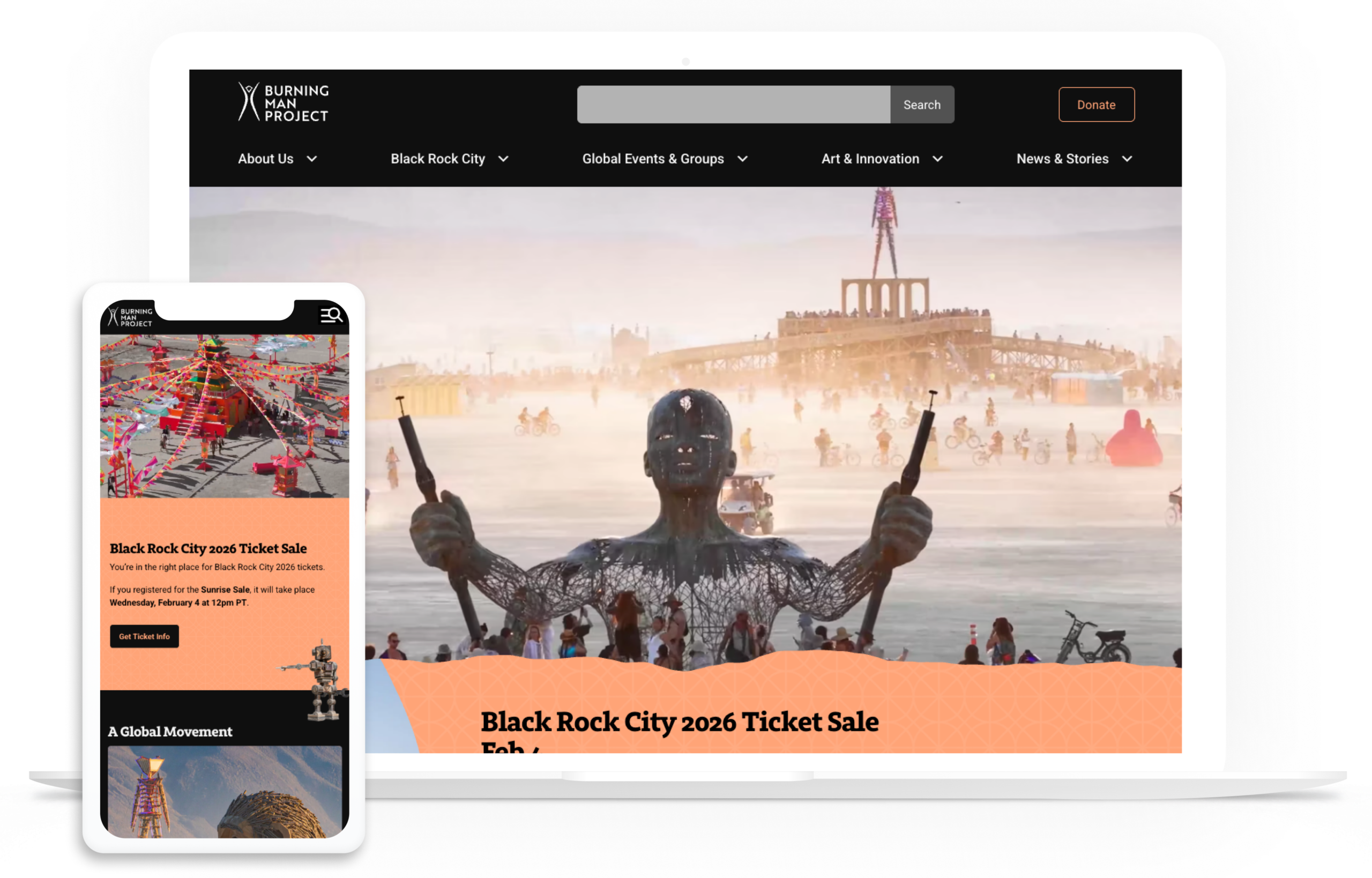 Burning Man website on multiple devices