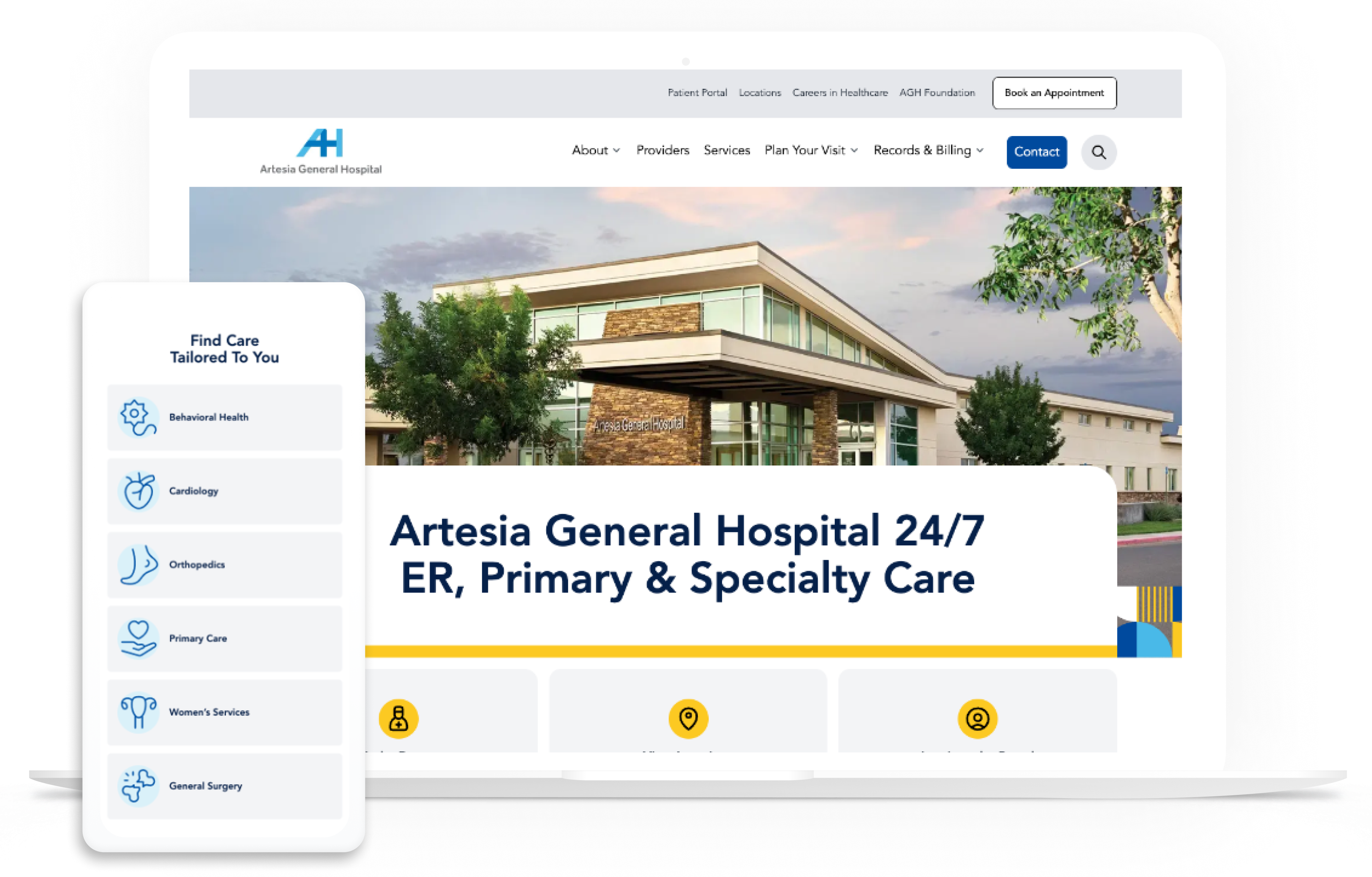 Artesia General Hospital website on multiple devices