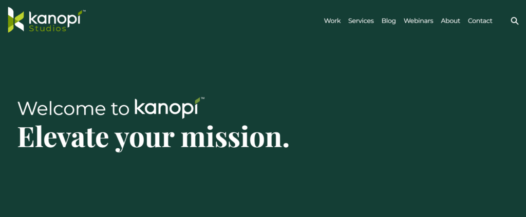 Kanopi Studios' website homepage