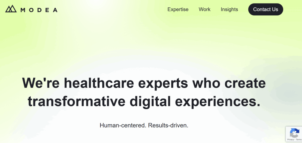 Modea's website homepage