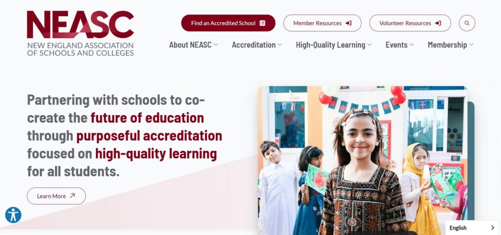 The NEASC website homepage