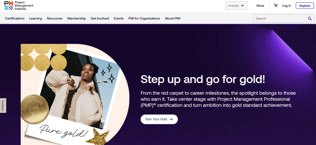 The PMI website homepage