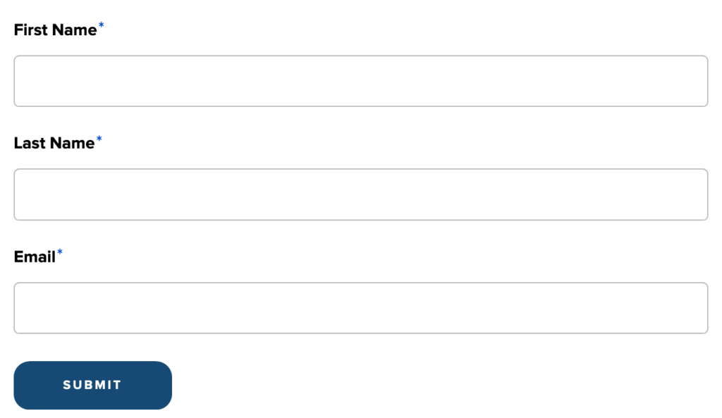 An online form demonstrating the labeling text outside the field boxes.
