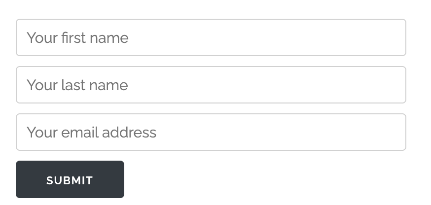 An online form demonstrating the labeling text inside the field boxes.