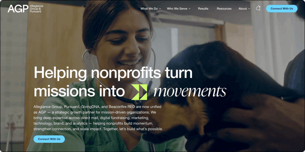 The AGP website homepage