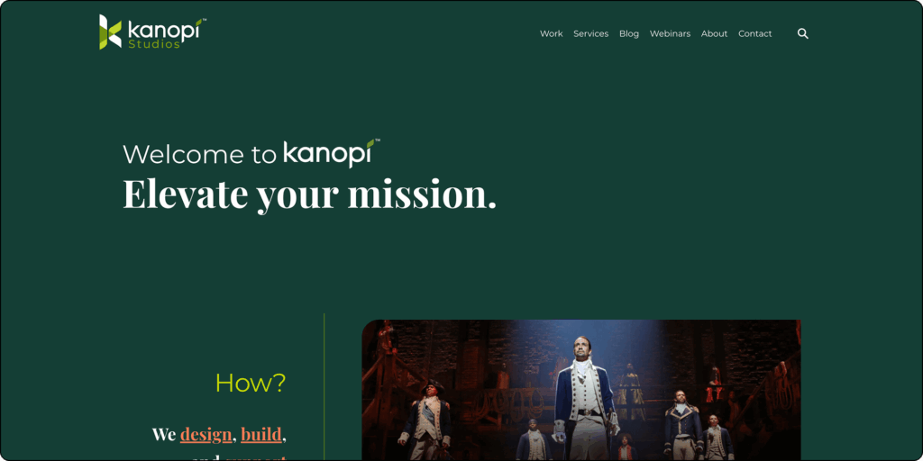 The Kanopi Studios website homepage
