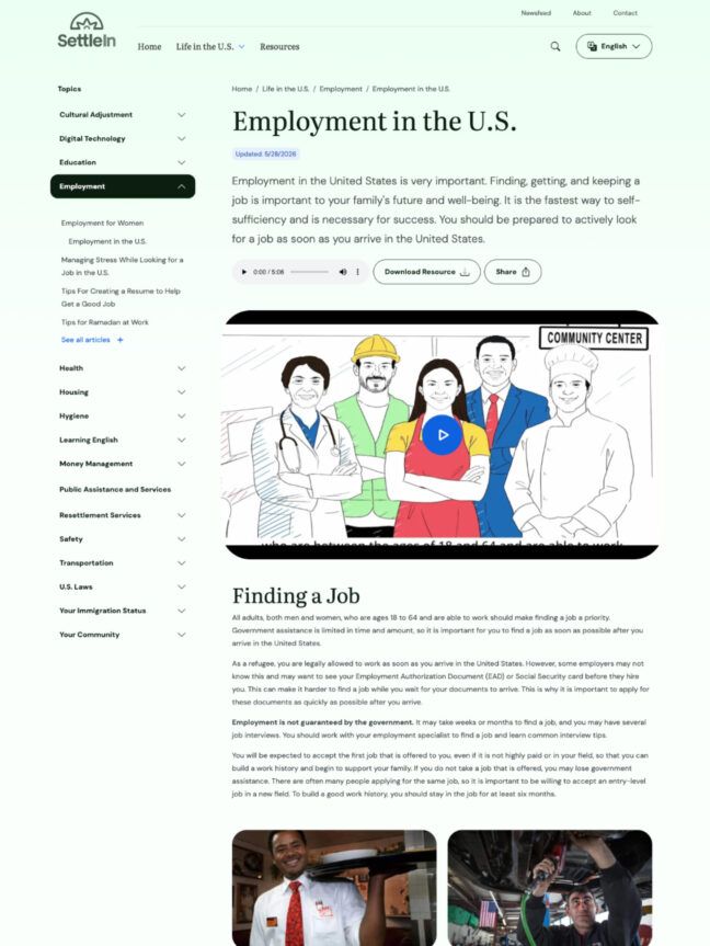 SettleIn US employment page