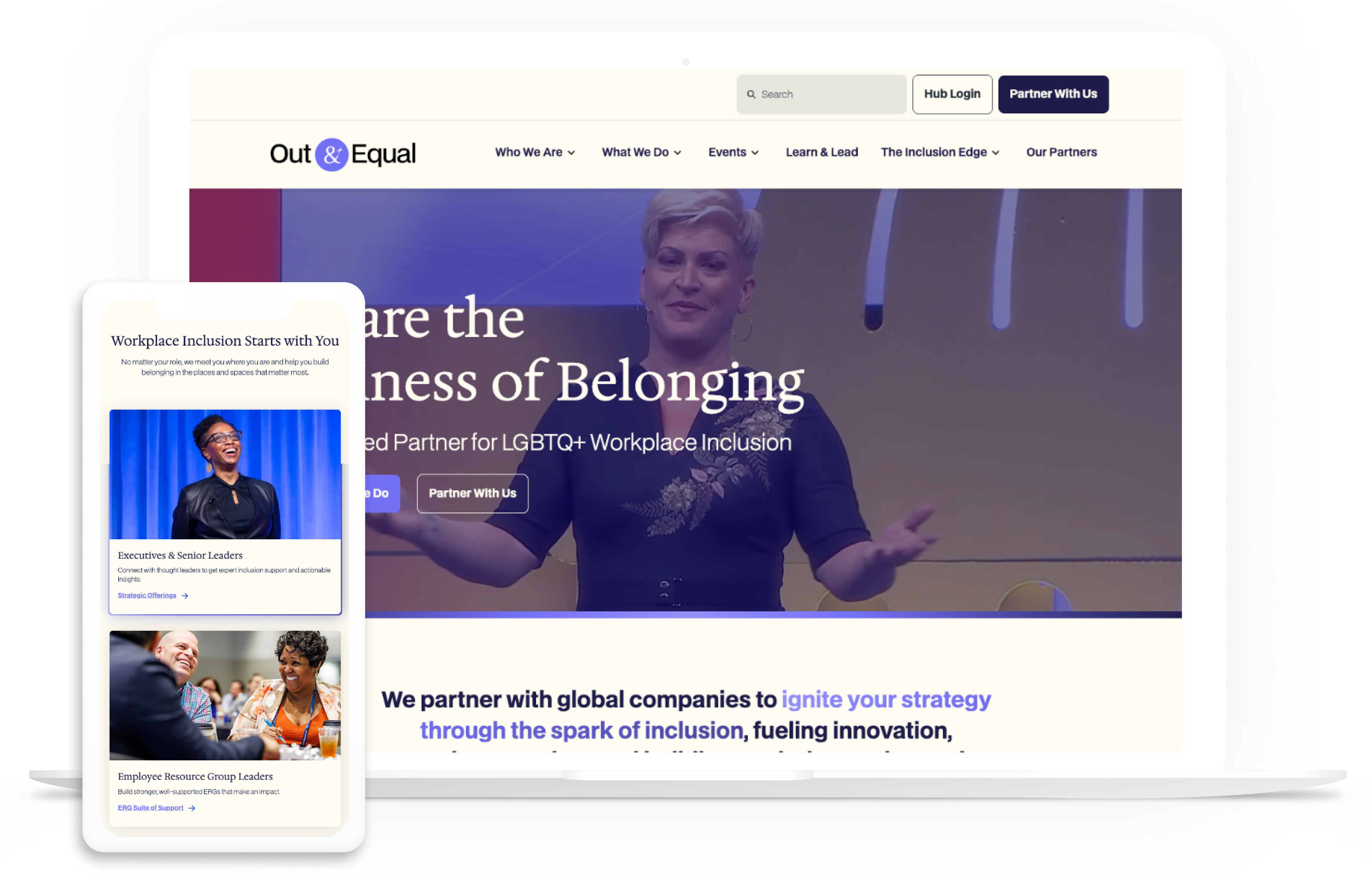 Out & Equal website on multiple devices