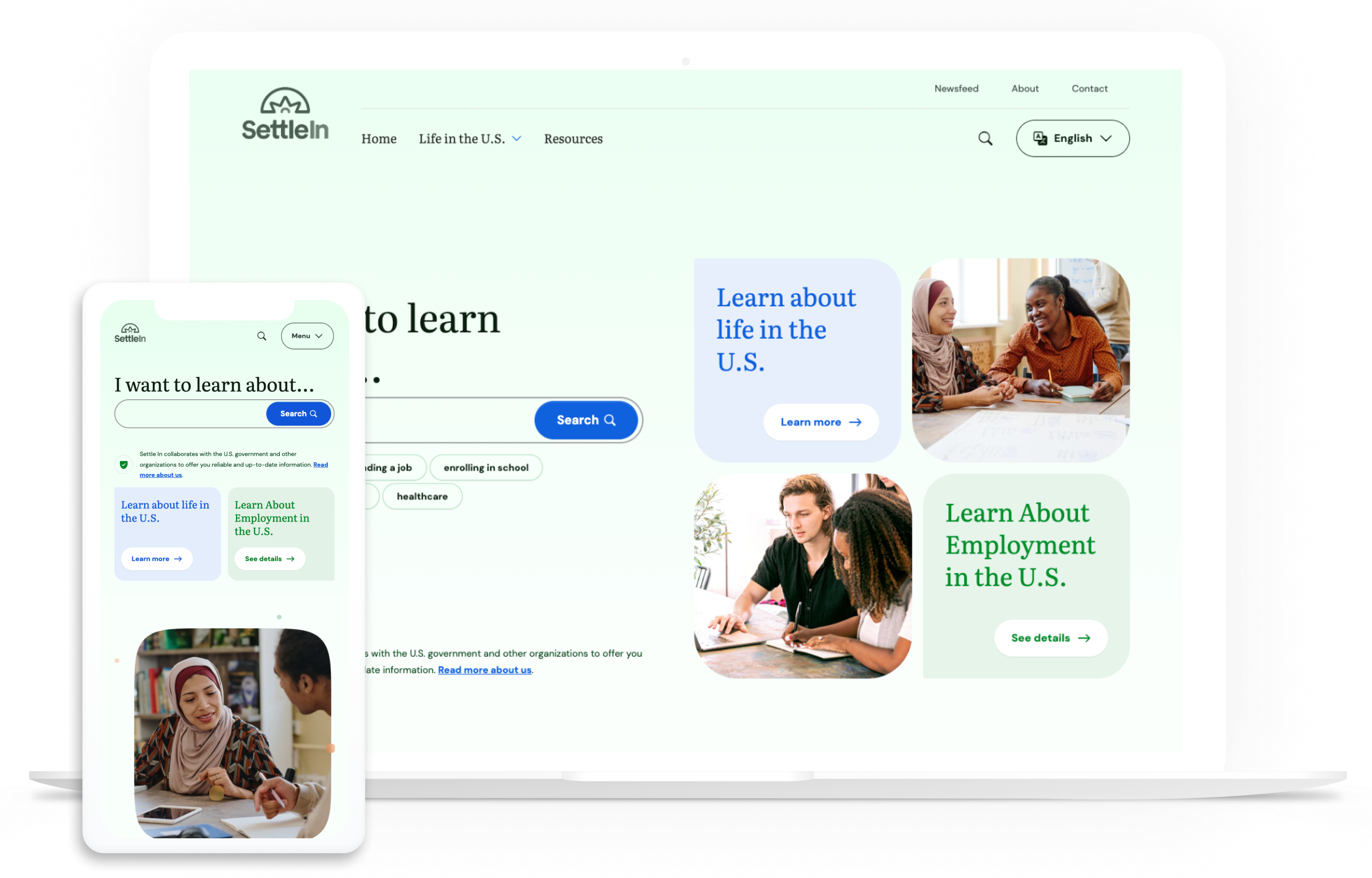 SettleIn US website on multiple devices