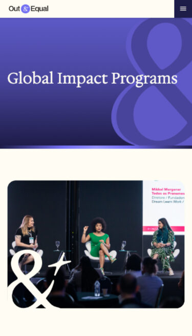Mobile view of Out and Equal global impact page