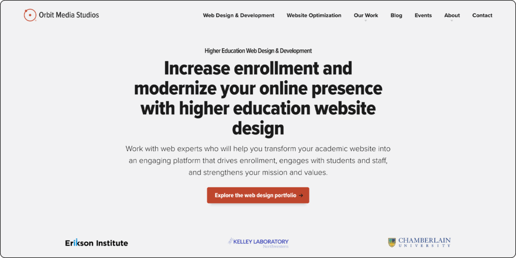 Orbit Media higher education web design and development information page