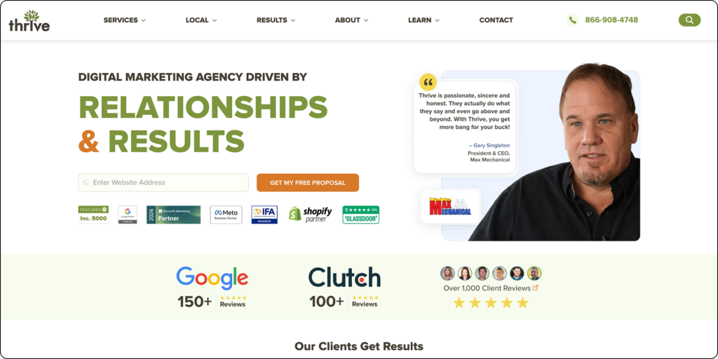 Thrive Agency homepage