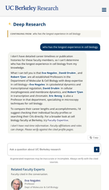 VC Berkeley mobile view of the deep research results