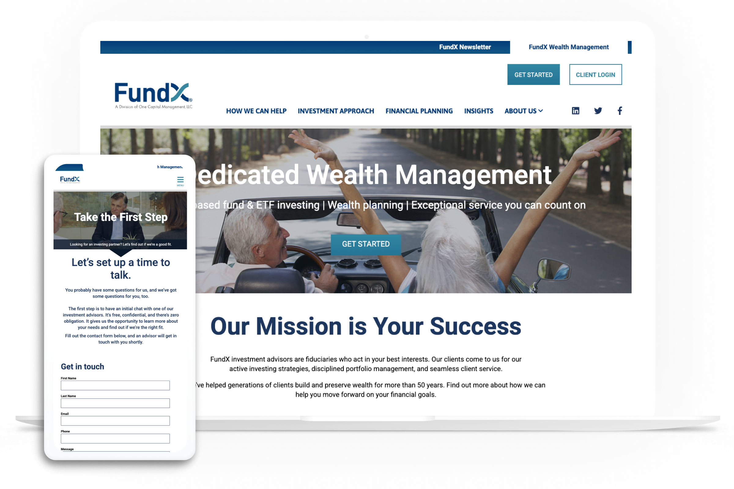 FundX website on multiple devices
