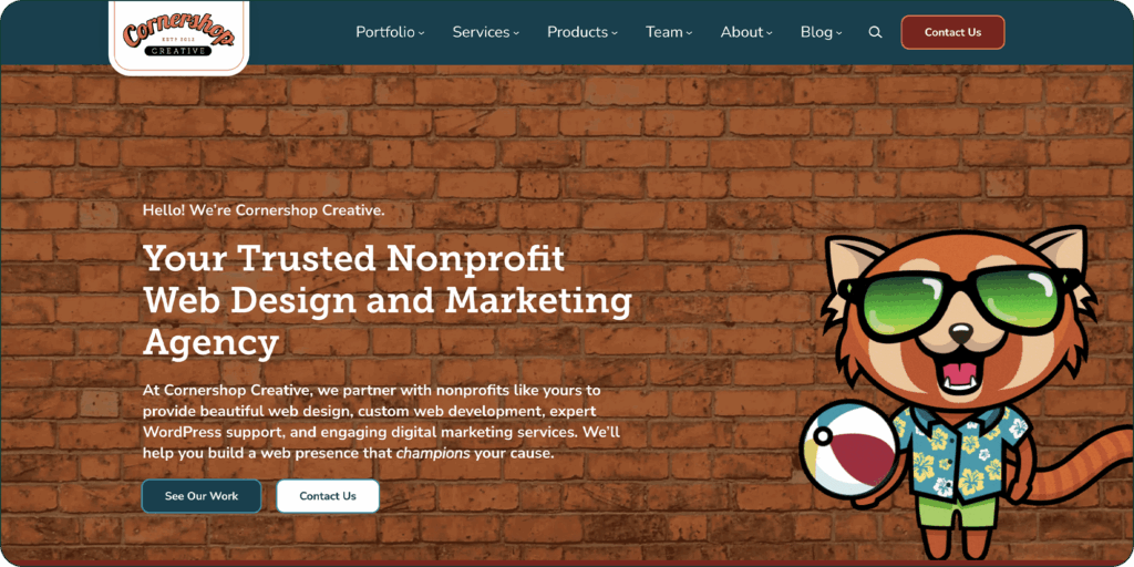 The Cornershop Creative website homepage