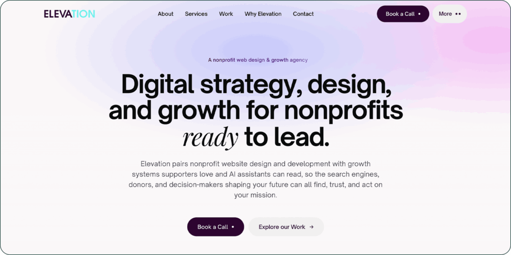 The Elevation website homepage