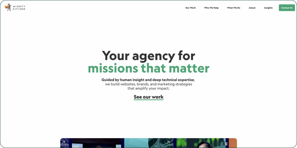 The Mighty Citizen website homepage