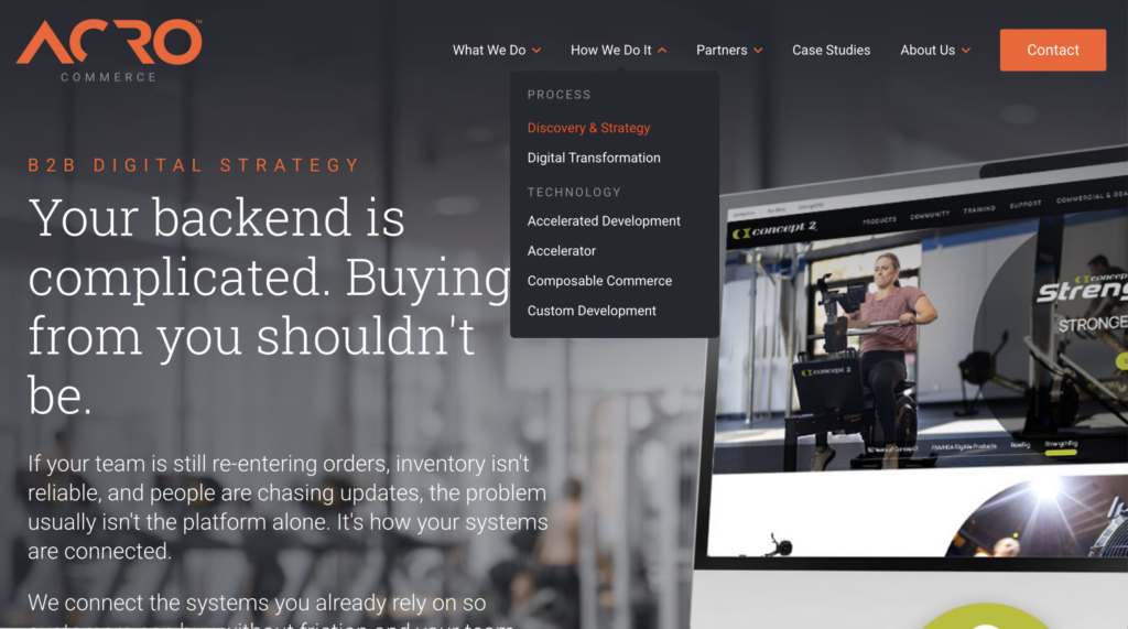 The Acro Commerce website homepage