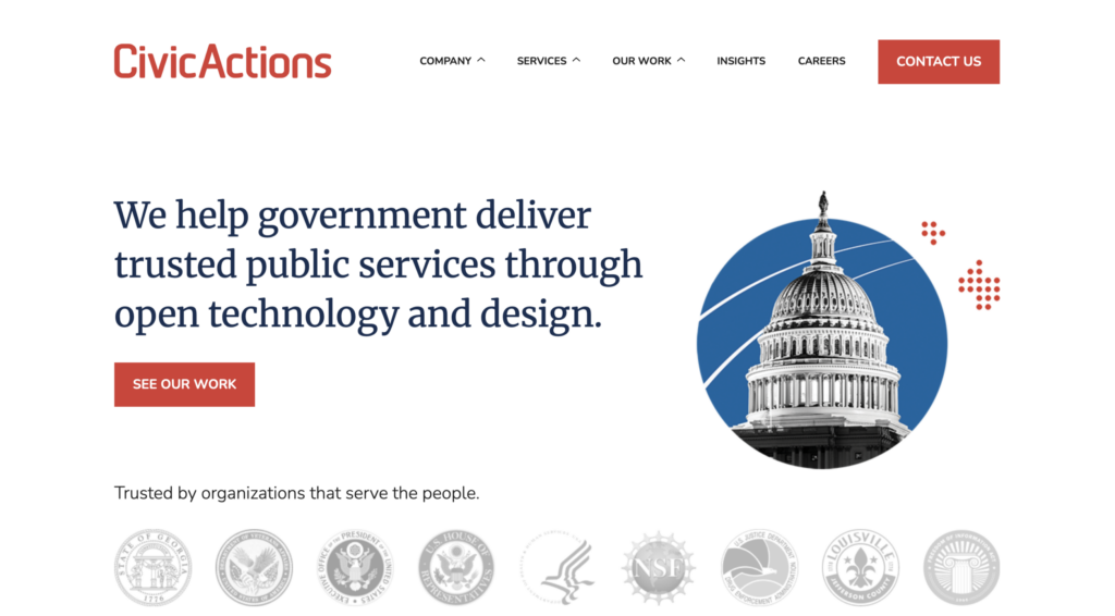 The CivicActions website homepage
