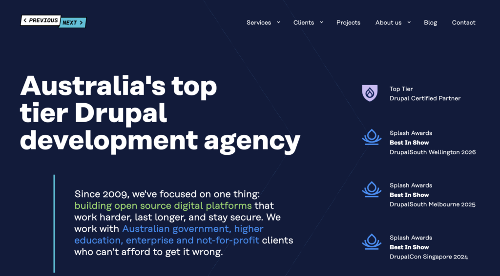The PreviousNext website homepage