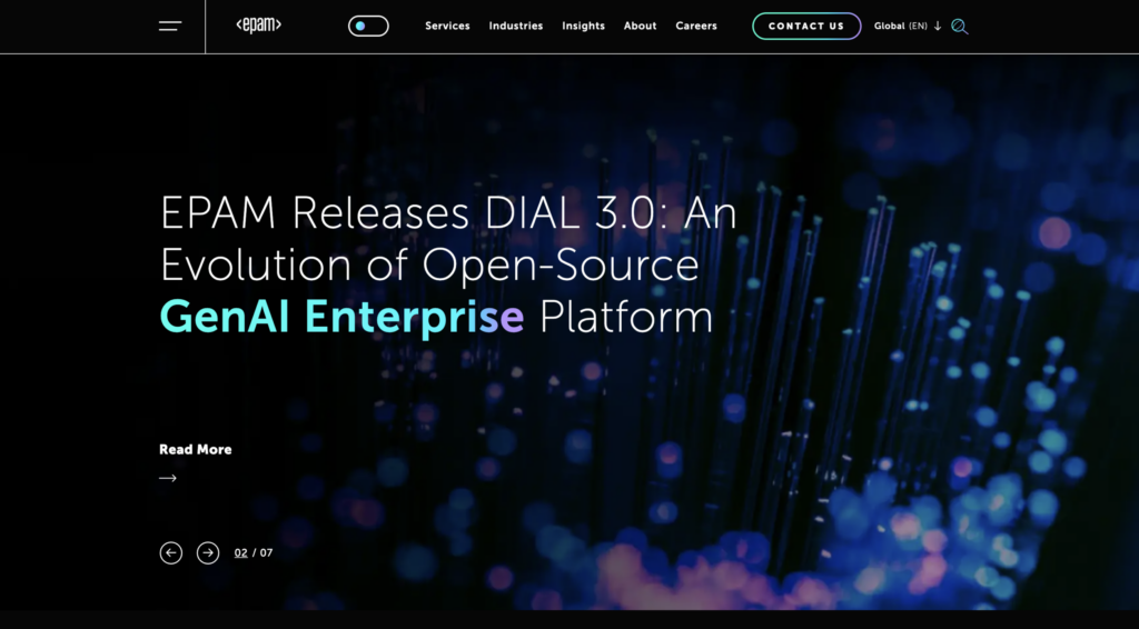 The EPAM website homepage