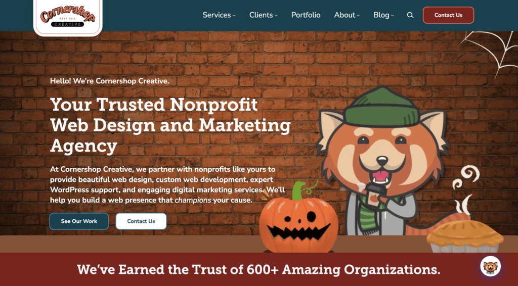 The Cornershop Creative website homepage