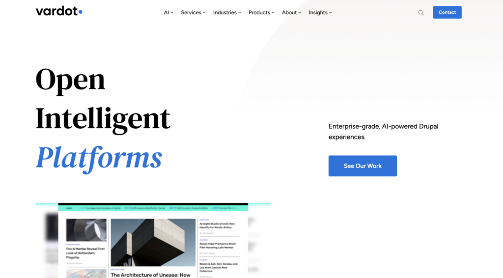 The Vardot website homepage