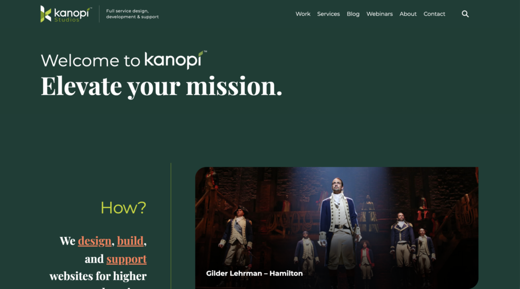 The Kanopi Studios website homepage