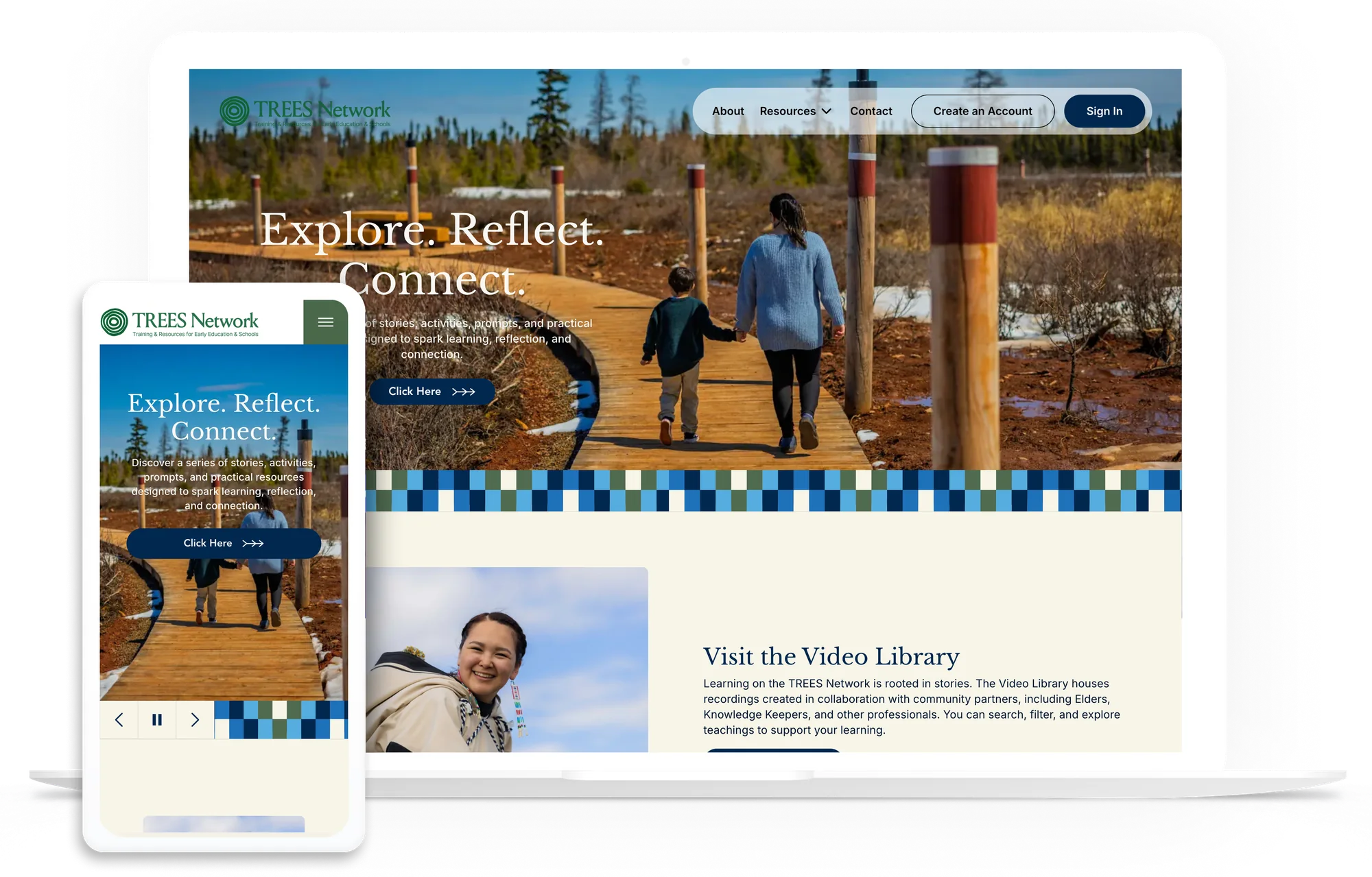 TREES Network website shown on a laptop and a phone
